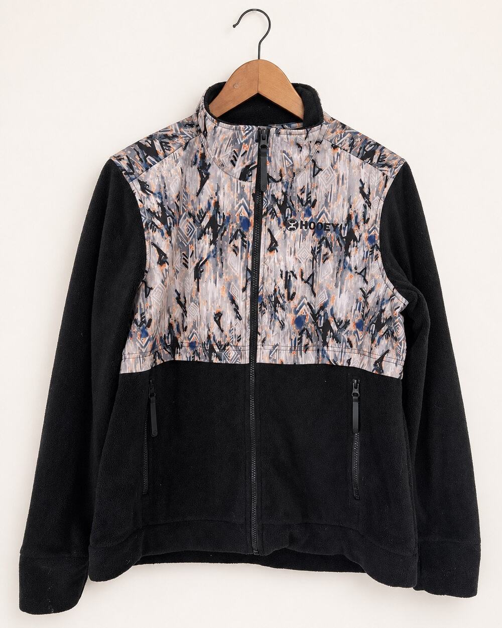Hooey Mens Fleece Jacket Black Aztec Western Print Full Zip Rodeo Cowboy Outdoor